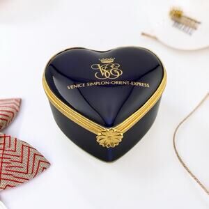 VSOE Venice Simplon- Orient Express Blue Porcelain Heart Trinket Box by Limoges